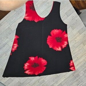 Pretty Woman Black/Red Flower Trapez Dress, Women's Size 2XL Made in USA